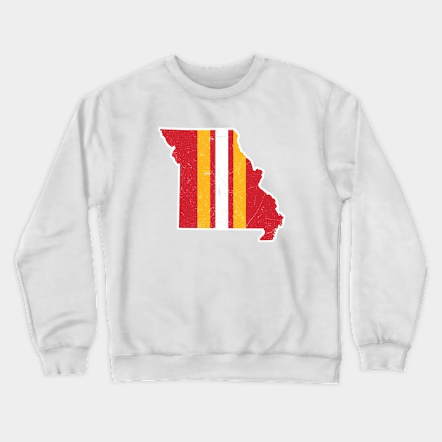 KC Missouri Stripe, Retro - White Crewneck Sweatshirt by KFig21